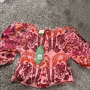 FARM Rio Pink and Red Floral Blouse